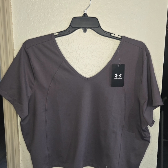 Under Armour Women's Purple/Gray Short Sleeve Crop Top - Picture 5 of 8
